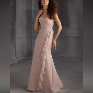 Marilee Sarah Formal Dress Size 14 Pink Spaghetti Strap Ruffle Bridesmaid Prom